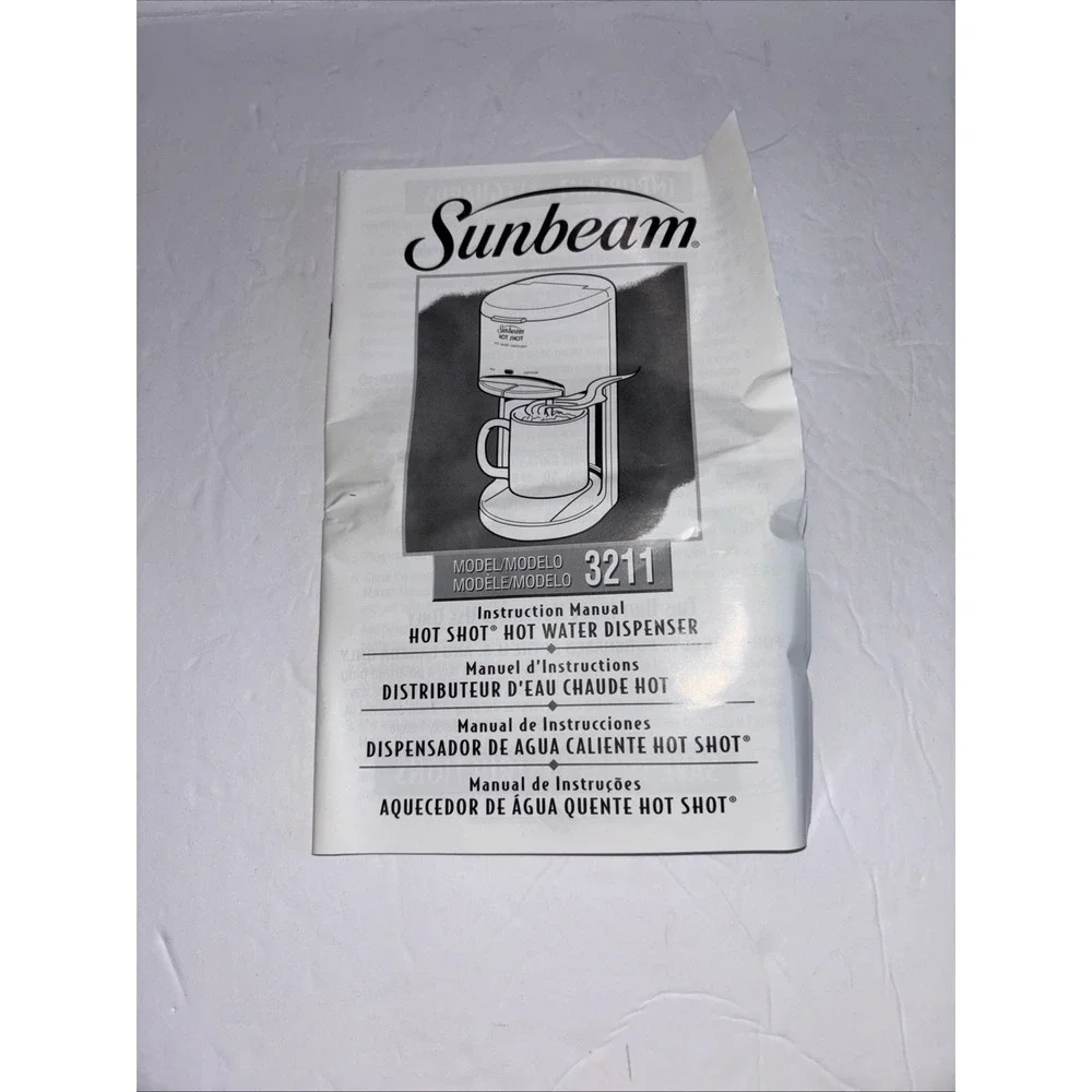 Sunbeam Hot Shot 3211 Electric Hot Water Dispenser 16 Oz. White Tested